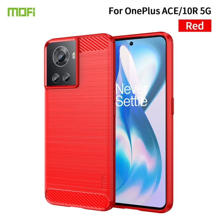 For OnePlus Ace / 10R 5G MOFI Gentleness Series Brushed Texture Carbon Fiber Soft TPU Case(Red) - OnePlus Cases by MOFI | Online Shopping UK | buy2fix