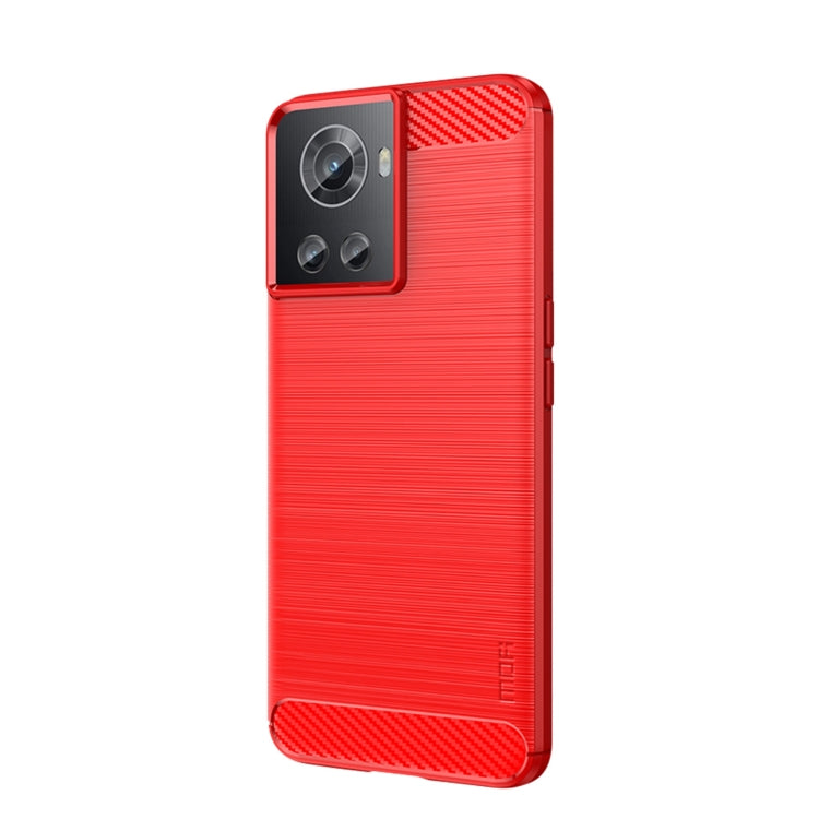 For OnePlus Ace / 10R 5G MOFI Gentleness Series Brushed Texture Carbon Fiber Soft TPU Case(Red) - OnePlus Cases by MOFI | Online Shopping UK | buy2fix