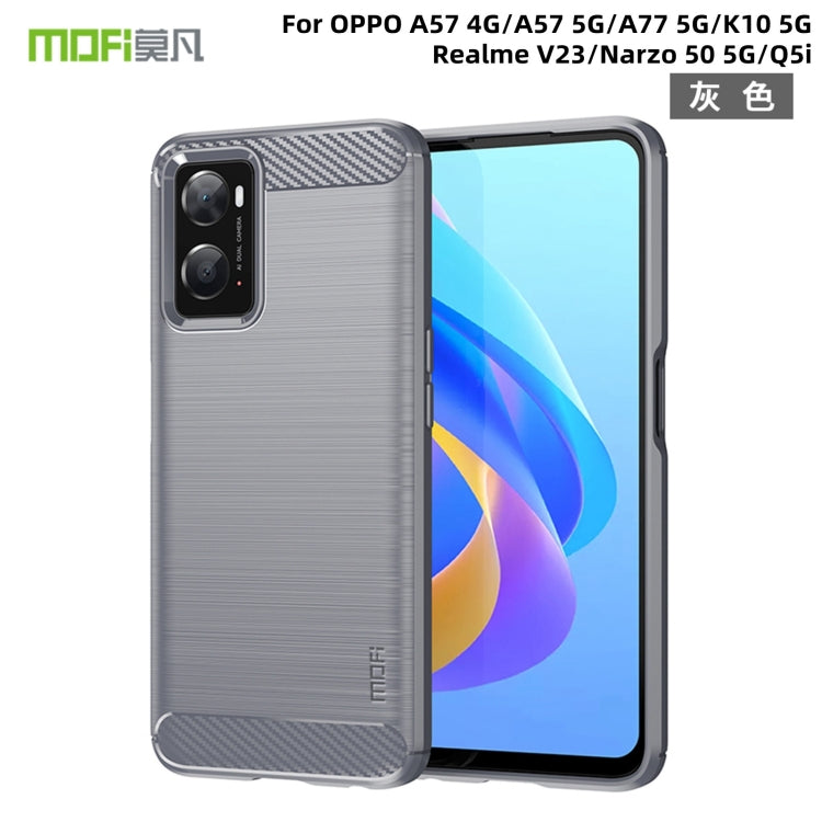 For OPPO A57 4G / A57 5G / A77 5G  MOFI Gentleness Series Brushed Texture Carbon Fiber Soft TPU Case(Gray) -  by MOFI | Online Shopping UK | buy2fix
