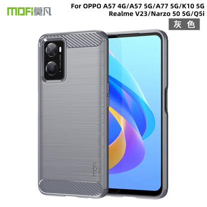 For OPPO A57 4G / A57 5G / A77 5G  MOFI Gentleness Series Brushed Texture Carbon Fiber Soft TPU Case(Gray) -  by MOFI | Online Shopping UK | buy2fix