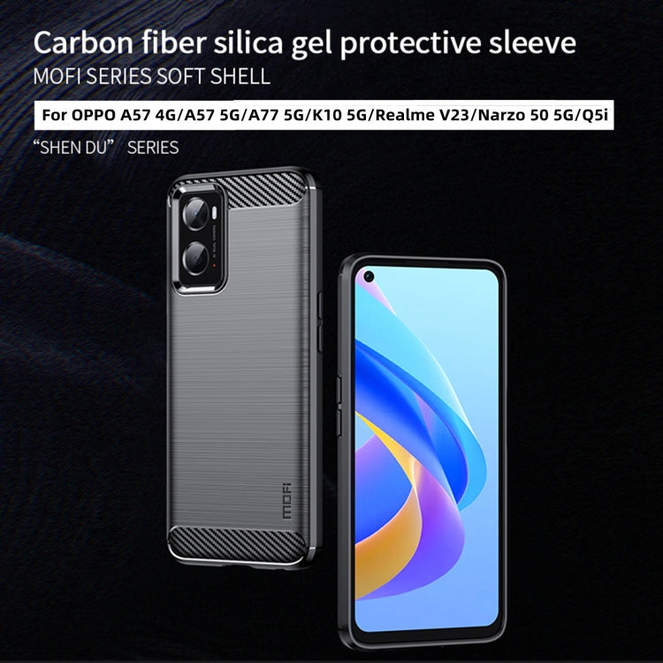 For OPPO A57 4G / A57 5G / A77 5G  MOFI Gentleness Series Brushed Texture Carbon Fiber Soft TPU Case(Gray) -  by MOFI | Online Shopping UK | buy2fix