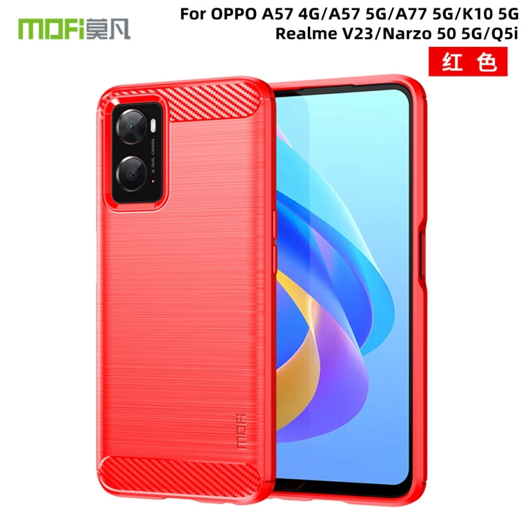 For OPPO A57 4G / A57 5G / A77 5G  MOFI Gentleness Series Brushed Texture Carbon Fiber Soft TPU Case(Red) -  by MOFI | Online Shopping UK | buy2fix