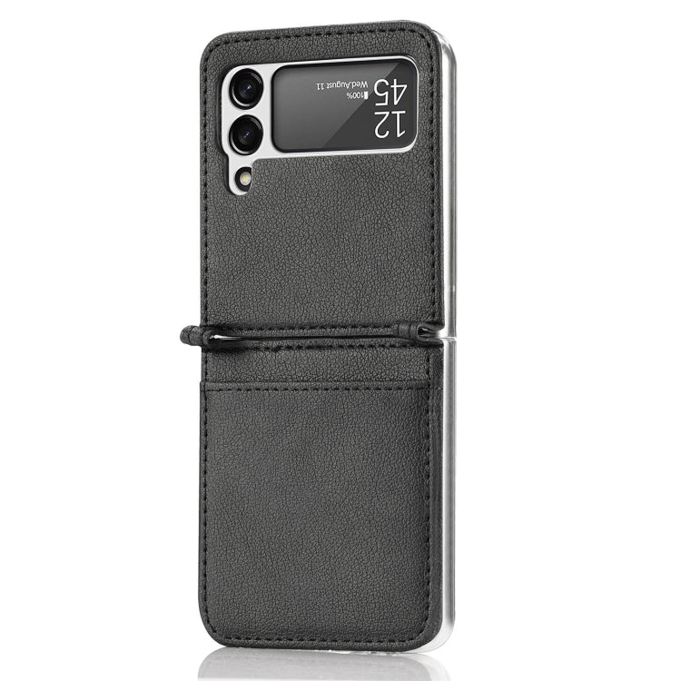 For Samsung Galaxy Z Flip 4 5G Folding Litchi Texture Card Wallet Phone Case(Black) by buy2fix