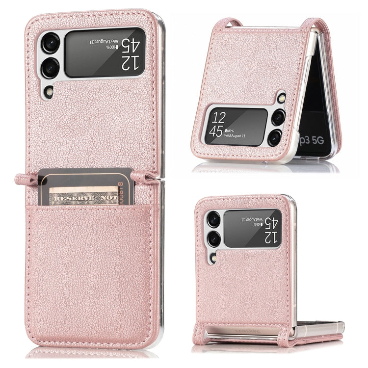 For Samsung Galaxy Z Flip 4 5G Folding Litchi Texture Card Wallet Phone Case(Pink) by buy2fix