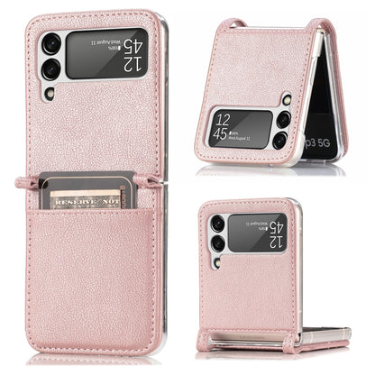 For Samsung Galaxy Z Flip 4 5G Folding Litchi Texture Card Wallet Phone Case(Pink) by buy2fix