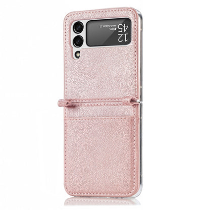 For Samsung Galaxy Z Flip 4 5G Folding Litchi Texture Card Wallet Phone Case(Pink) by buy2fix