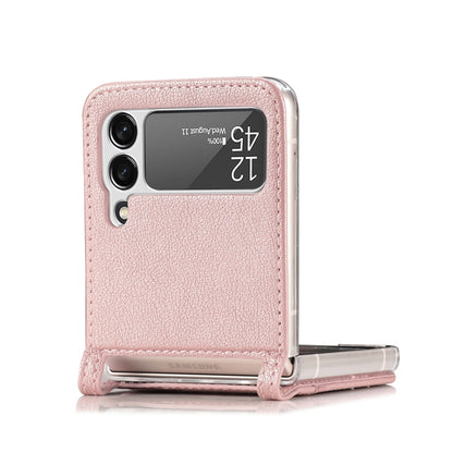 For Samsung Galaxy Z Flip 4 5G Folding Litchi Texture Card Wallet Phone Case(Pink) by buy2fix