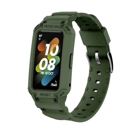 For Huawei Band 6 / 7 / Honor Band 6 JSM Integrated TPU Adjustable Elastic Watch Band (Army Green) by buy2fix