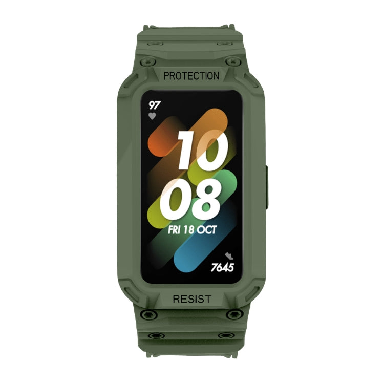 For Huawei Band 6 / 7 / Honor Band 6 JSM Integrated TPU Adjustable Elastic Watch Band (Army Green) by buy2fix