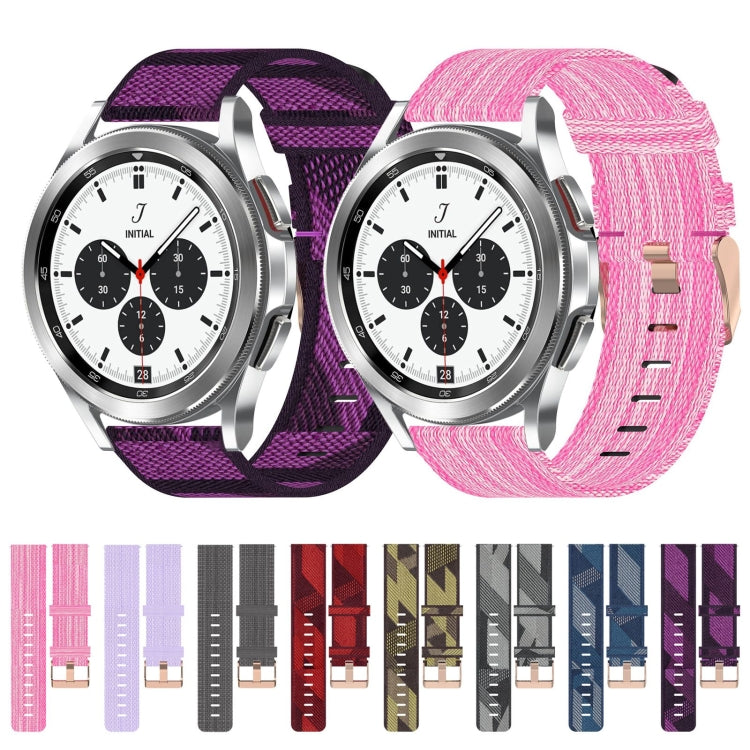 For Samsung  Galaxy Watch 4 Classic 42mm 20mm Nylon Woven Watch Band(Pink) - Watch Bands by buy2fix | Online Shopping UK | buy2fix