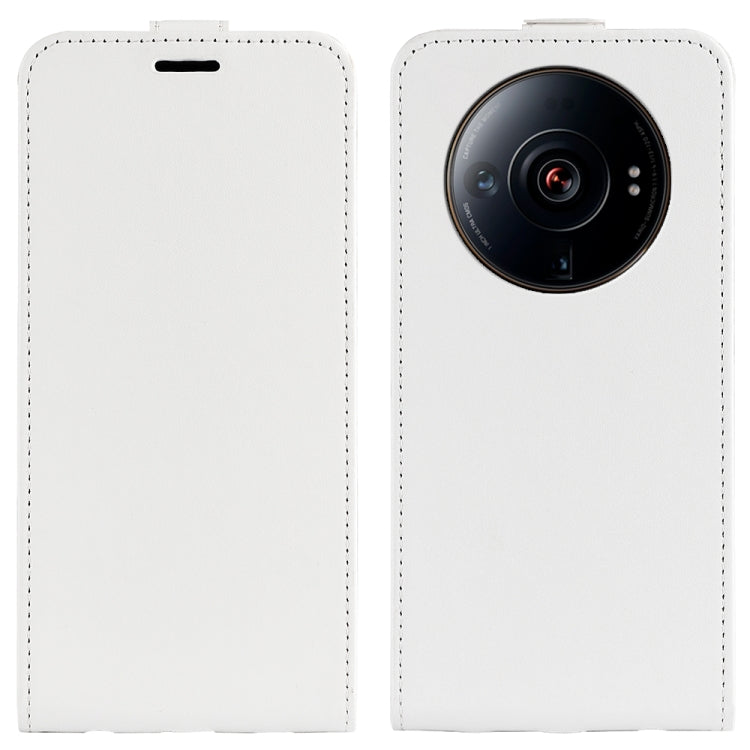 For Xiaomi 12S Ultra R64 Texture Vertical Flip Leather Phone Case(White) - Xiaomi Cases by buy2fix | Online Shopping UK | buy2fix