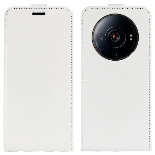 For Xiaomi 12S Ultra R64 Texture Vertical Flip Leather Phone Case(White)