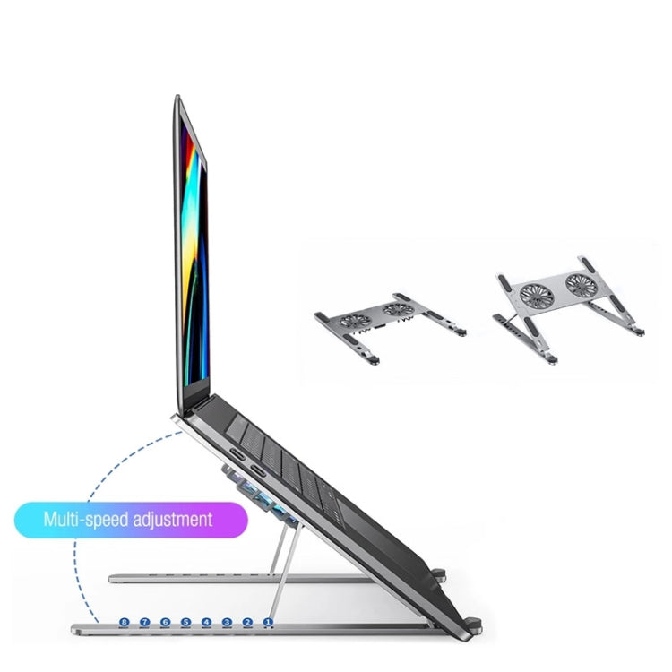 BONERUY P11F Adjustable Laptop Stand Cooling Holder with Double Fans - Cooling Pads by BONERUY | Online Shopping UK | buy2fix
