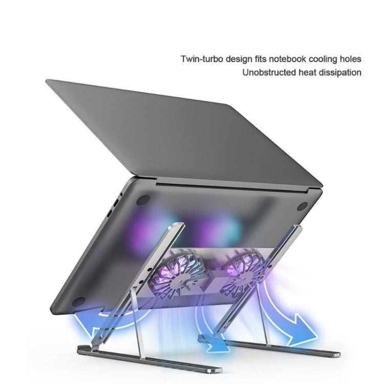 BONERUY P11F Adjustable Laptop Stand Cooling Holder with Double Fans - Cooling Pads by BONERUY | Online Shopping UK | buy2fix
