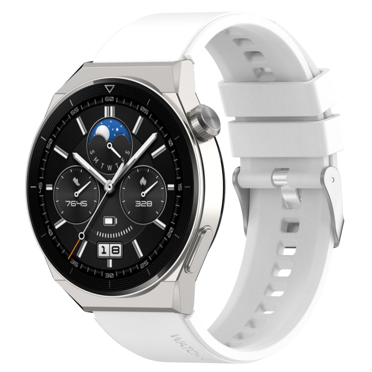 For Huawei Watch GT3 46mm 22mm Protruding Head Silicone Strap Silver Buckle(White) by buy2fix