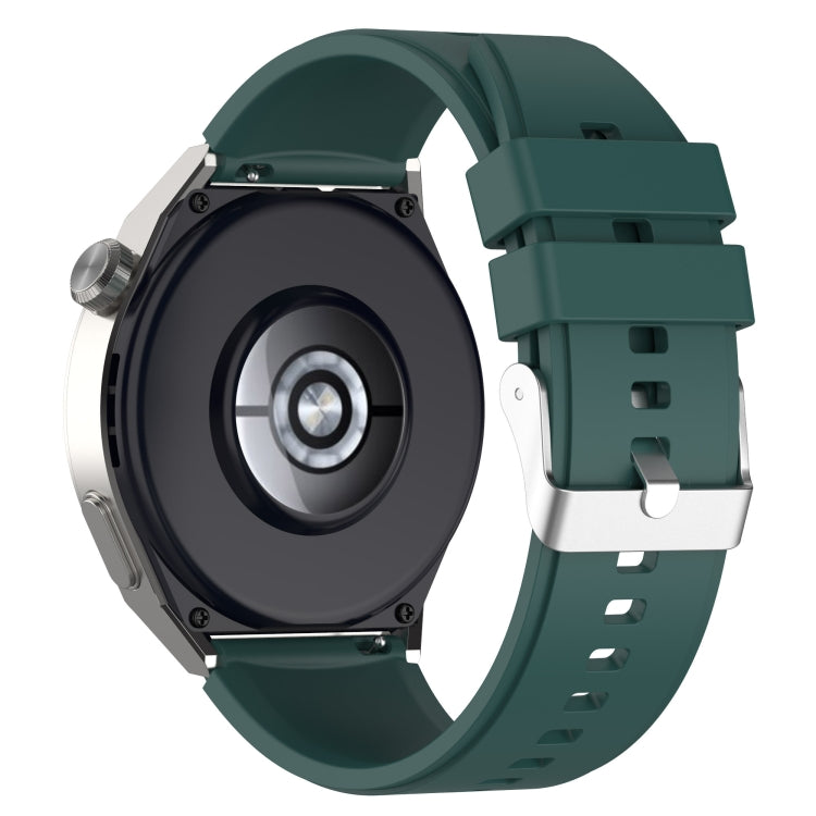 For Huawei Watch GT3 46mm 22mm Protruding Head Silicone Strap Silver Buckle(Dark Green) by buy2fix