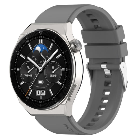 For Huawei Watch GT3 46mm 22mm Protruding Head Silicone Strap Silver Buckle(Gray) - Watch Bands by buy2fix | Online Shopping UK | buy2fix