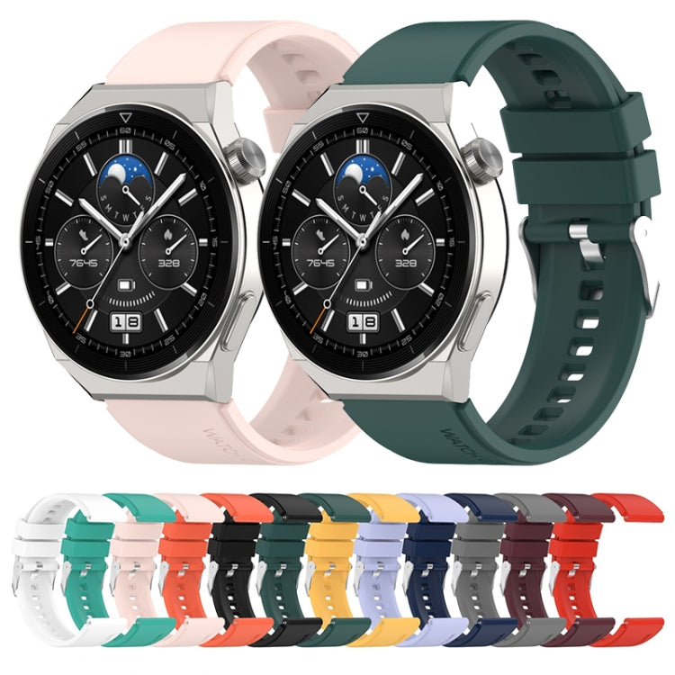 For Huawei Watch GT3 46mm 22mm Protruding Head Silicone Strap Silver Buckle(Dark Green) by buy2fix