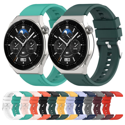 For Huawei Watch 3 / Watch3 Pro 22mm Protruding Head Silicone Strap Silver Buckle(Dark Green) by buy2fix