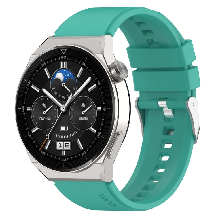 For Huawei Watch GT2 Pro / GT2e 22mm Protruding Head Silicone Strap Silver Buckle(Teal Green) by buy2fix