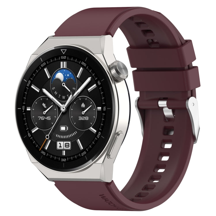 For Huawei Watch GT2 Pro / GT2e 22mm Protruding Head Silicone Strap Silver Buckle(Wine Red) by buy2fix
