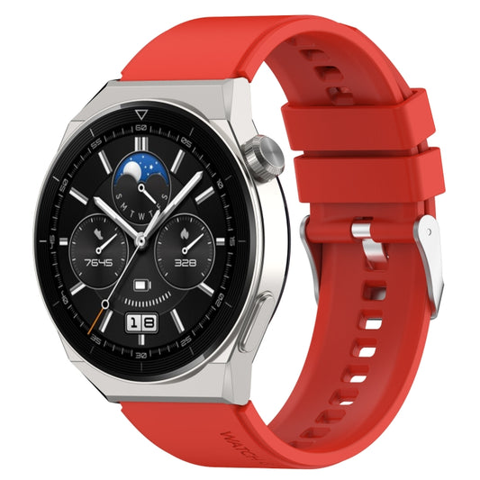 For Huawei Watch GT2 Pro / GT2e 22mm Protruding Head Silicone Strap Silver Buckle(Red) by buy2fix