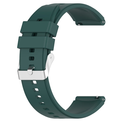 For Huawei Watch GT 42mm/46mm / GT2 46mm 22mm Protruding Head Silicone Strap Silver Buckle(Dark Green) by buy2fix