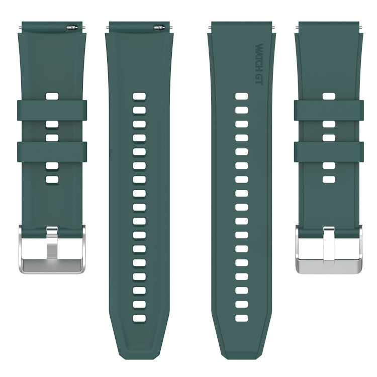 For Huawei Watch GT 42mm/46mm / GT2 46mm 22mm Protruding Head Silicone Strap Silver Buckle(Dark Green) by buy2fix