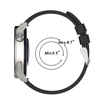 For Huawei Watch GT 42mm/46mm / GT2 46mm 22mm Protruding Head Silicone Strap Silver Buckle(Black) by buy2fix