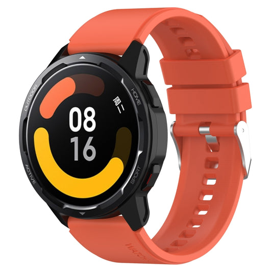 Protruding Head Silicone Strap Silver Buckle For Samsung Galaxy Watch 42mm 20mm(Orange) - Watch Bands by buy2fix | Online Shopping UK | buy2fix