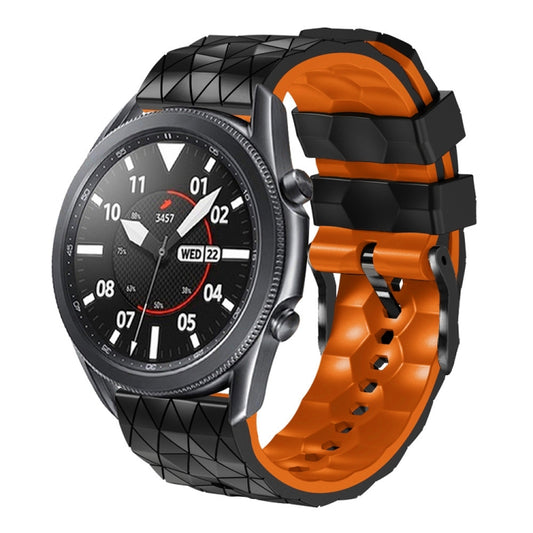 For Huawei Watch GT3 Pro 46mm 22mm Football Pattern Two-Color Silicone Strap(Black+Orange) by buy2fix