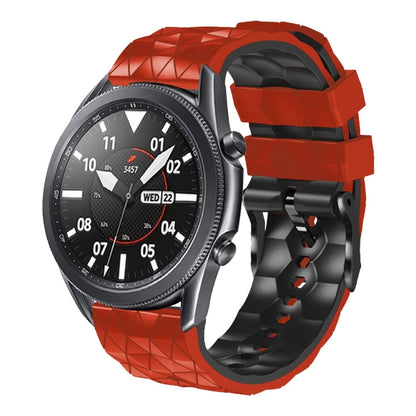 For Huawei Watch GT3 46mm 22mm Football Pattern Two-Color Silicone Strap(Red+Black) by buy2fix