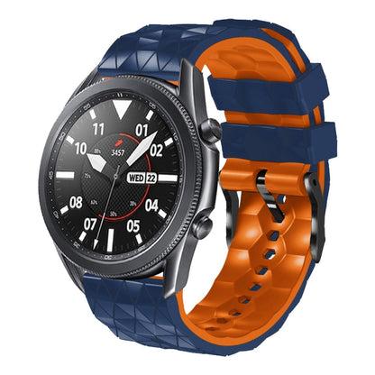 For Huawei Watch GT3 46mm 22mm Football Pattern Two-Color Silicone Strap(Midnight Blue + Orange) by buy2fix
