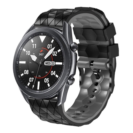 For Samsung Galaxy Watch 46mm 22mm Football Pattern Two-Color Silicone Strap(Black+Grey) - Watch Bands by buy2fix | Online Shopping UK | buy2fix