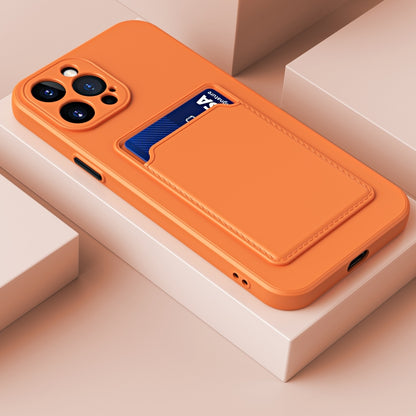 For iPhone 14 Pro Max Skin Feel Card Color Button TPU Case (Orange) - iPhone 14 Pro Max Cases by buy2fix | Online Shopping UK | buy2fix