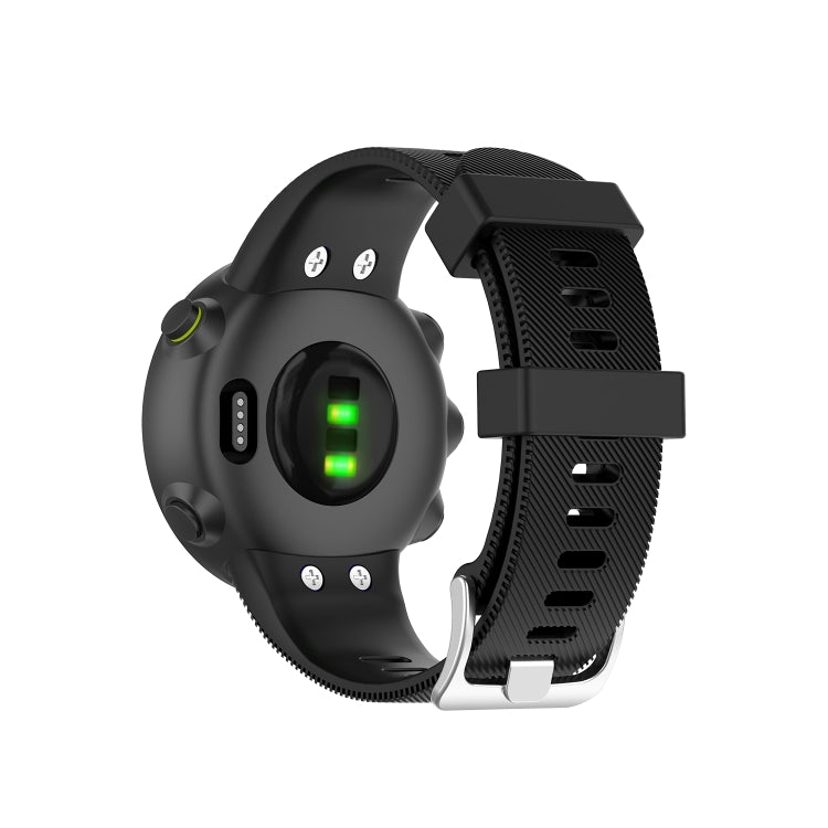 For Garmin Forerunner 45 / Forerunner 45S Universal Twill Solid Color Silicone Watch Band(Black) - Watch Bands by buy2fix | Online Shopping UK | buy2fix