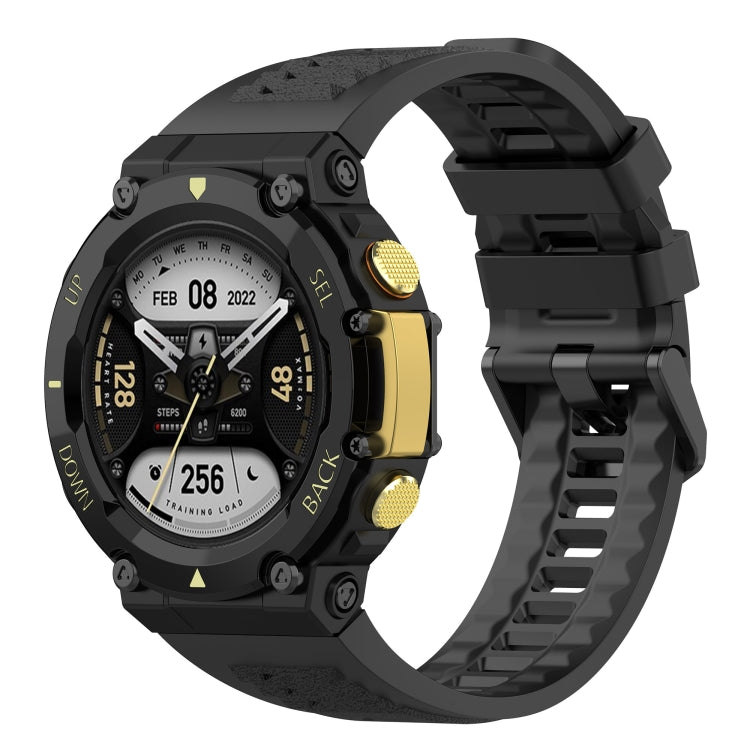 For Amazfit T-Rex 2 Silicone Leisure Watch Band(Black) - Watch Bands by buy2fix | Online Shopping UK | buy2fix