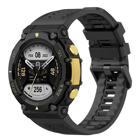 For Amazfit T-Rex 2 Silicone Leisure Watch Band(Black) - Watch Bands by buy2fix | Online Shopping UK | buy2fix