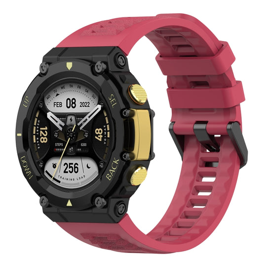 For Amazfit T-Rex 2 Silicone Leisure Watch Band(Red) - Watch Bands by buy2fix | Online Shopping UK | buy2fix