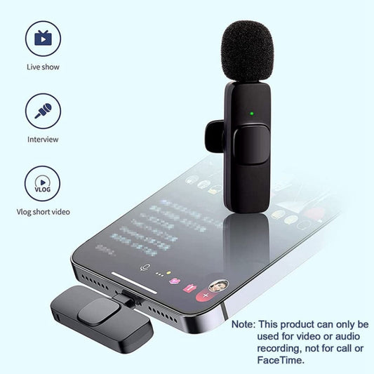 K9 2 in 1 Wireless Clip-on Auto Noise Cancelling Live Mini Microphone, Port: 8 Pin - Microphone by buy2fix | Online Shopping UK | buy2fix