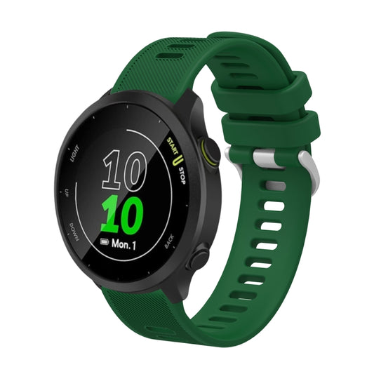 For Garmin Forerunner 245 20mm Silicone Twill Watch Band(Green) - Watch Bands by buy2fix | Online Shopping UK | buy2fix