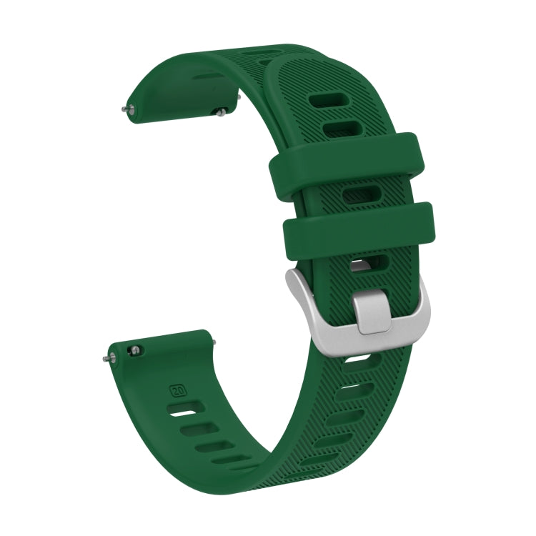 For Garmin Forerunner 245 20mm Silicone Twill Watch Band(Green) - Watch Bands by buy2fix | Online Shopping UK | buy2fix