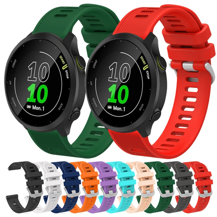 For Garmin Forerunner 245 20mm Silicone Twill Watch Band(Green) - Watch Bands by buy2fix | Online Shopping UK | buy2fix