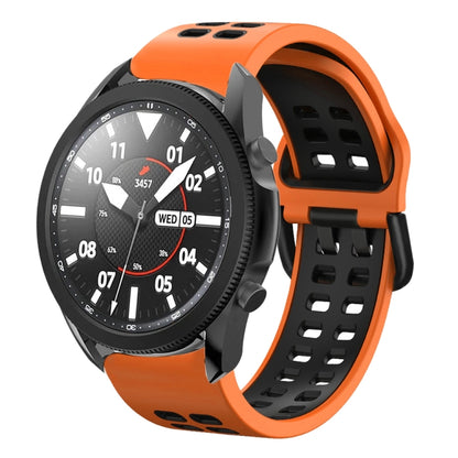 For Samsung Galaxy Watch 5 Pro  45mm 20mm Breathable Two-Color Silicone Watch Band(Orange+Black) - Watch Bands by buy2fix | Online Shopping UK | buy2fix
