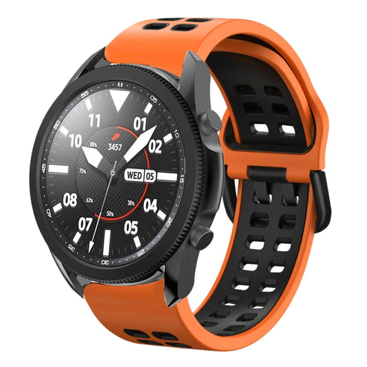 For Samsung Galaxy Watch 5 Pro  45mm 20mm Breathable Two-Color Silicone Watch Band(Orange+Black) - Watch Bands by buy2fix | Online Shopping UK | buy2fix