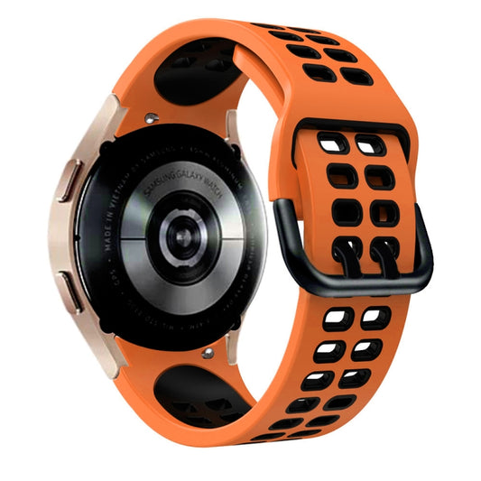 For Samsung Galaxy Watch 5 Pro  45mm 20mm Breathable Two-Color Silicone Watch Band(Orange+Black) - Watch Bands by buy2fix | Online Shopping UK | buy2fix