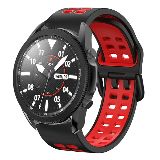 For Samsung Galaxy Watch 5 Pro  45mm 20mm Breathable Two-Color Silicone Watch Band(Black+Red) - Watch Bands by buy2fix | Online Shopping UK | buy2fix