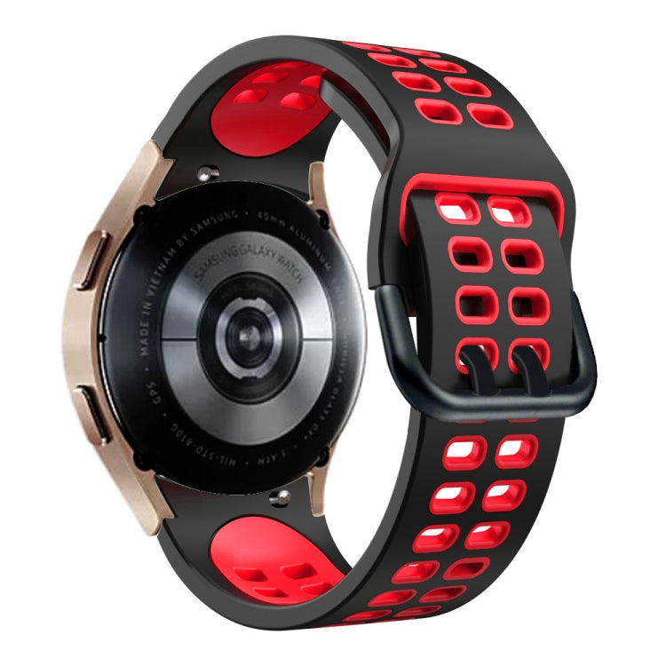 For Samsung Galaxy Watch 5 Pro  45mm 20mm Breathable Two-Color Silicone Watch Band(Black+Red) - Watch Bands by buy2fix | Online Shopping UK | buy2fix