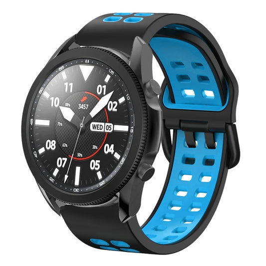 For Samsung Galaxy Watch 5 Pro  45mm 20mm Breathable Two-Color Silicone Watch Band(Black+Blue) - Watch Bands by buy2fix | Online Shopping UK | buy2fix