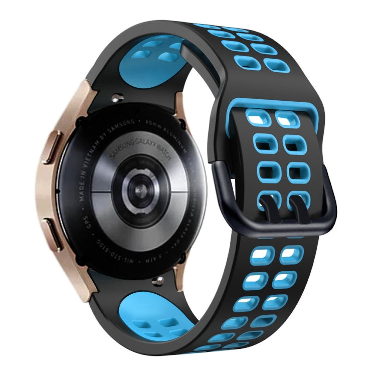 For Samsung Galaxy Watch 5 Pro  45mm 20mm Breathable Two-Color Silicone Watch Band(Black+Blue) - Watch Bands by buy2fix | Online Shopping UK | buy2fix